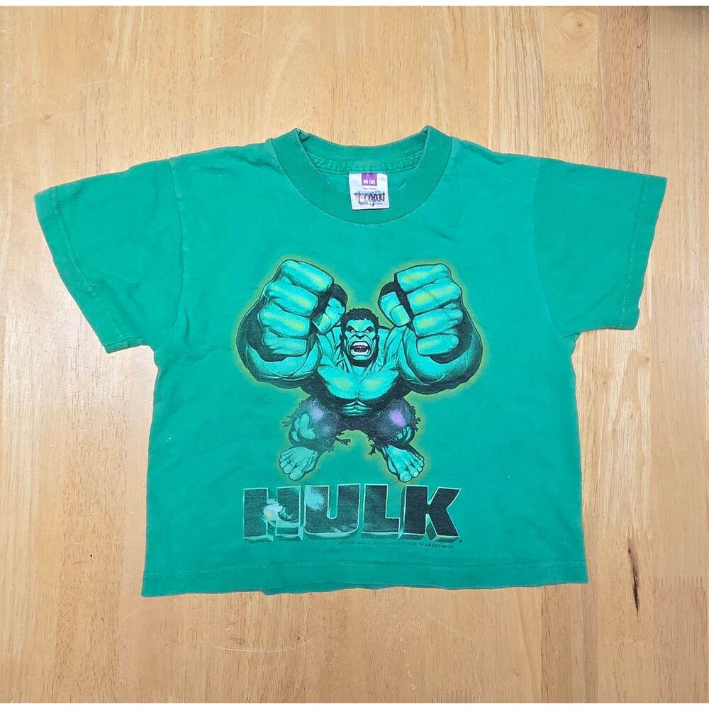 Marvel Hulk Tee Y2K Green Graphic Medium 6 Kids Superhero Shirt